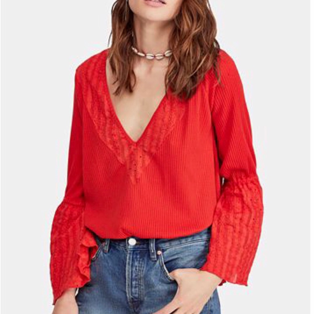 Free People Long Sleeve Parisian Nights Top